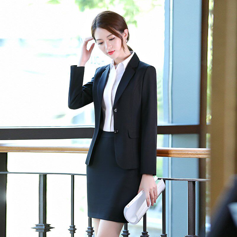 西服职业套装女士正装春秋职业套裤工作服长袖商务时尚修身三件套