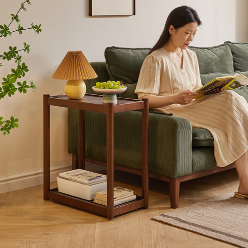 实木茶几沙发边几网红小桌子移动带轮餐车小推车置物架卧室牀头桌