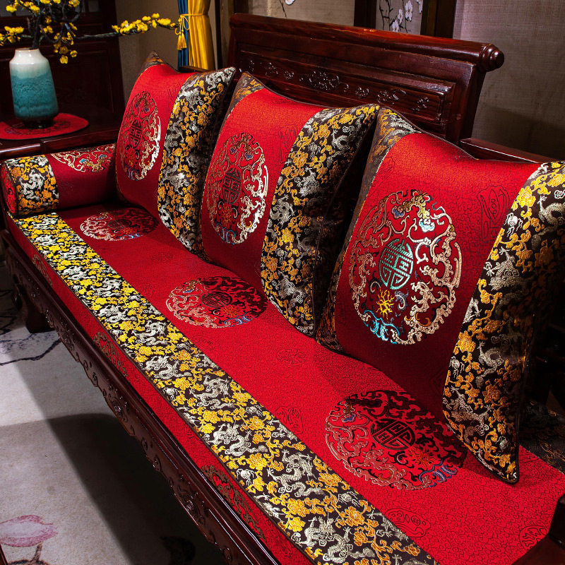 中式沙发垫高档实木沙发垫子套罩家具座垫新中式罗汉床垫子五件套
