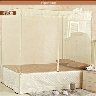 加密二开门方顶有拉链式坐床式有底蚊帐1.2m1.5 1.8米 不锈钢支架