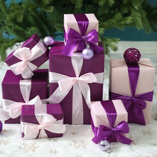 圣诞装饰品圣诞树堆头装饰礼盒七件套商场酒店橱窗摆件礼物盒