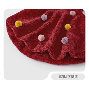 女童红色裙子中小童连衣裙宝宝甜美公主风生日周岁儿童背心裙秋冬