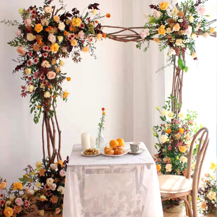 森系婚礼拱门花架实木树枝装饰花艺道具户外布置展架开业迎宾背景