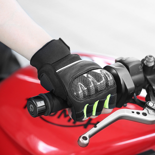 摩多狼夏季摩托车半指手套男女越野机车骑行碳纤防摔透气骑士装备