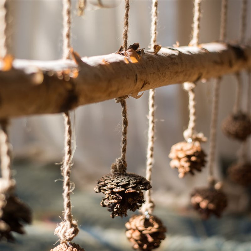 手工装饰麻绳垂吊夹子挂件照片墙天然白桦木照片夹幼儿园花店