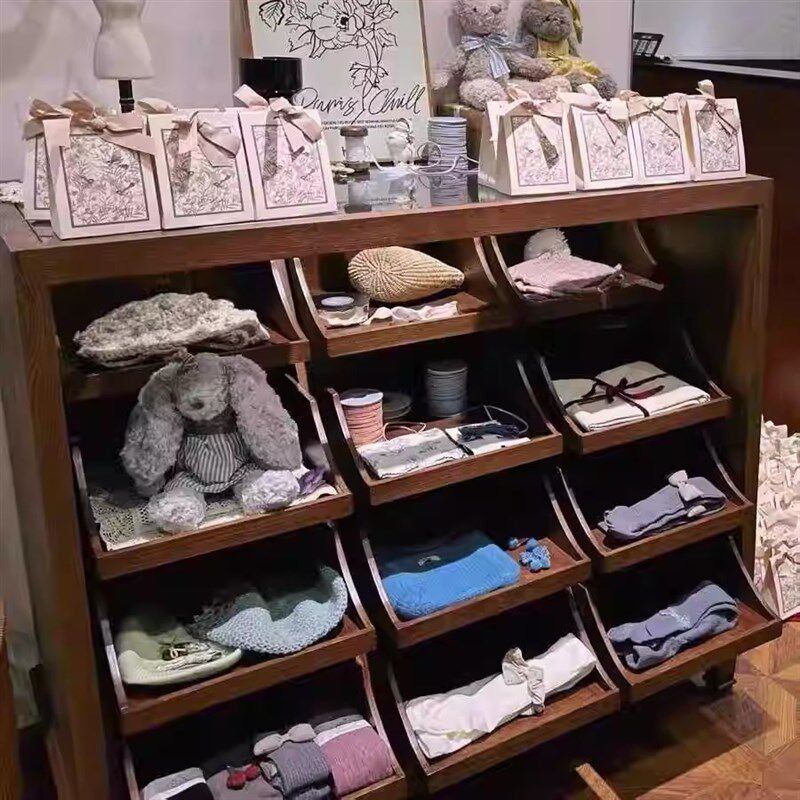 服装店中岛柜展示台童装店中岛桌流水台复古鞋柜边柜饰品柜陈列柜