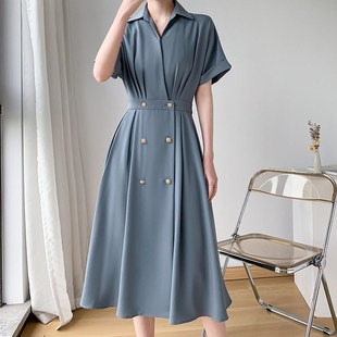 胖mm气质长裙高端裙子200斤 小众连衣裙女夏季 大码 高级设计感法式