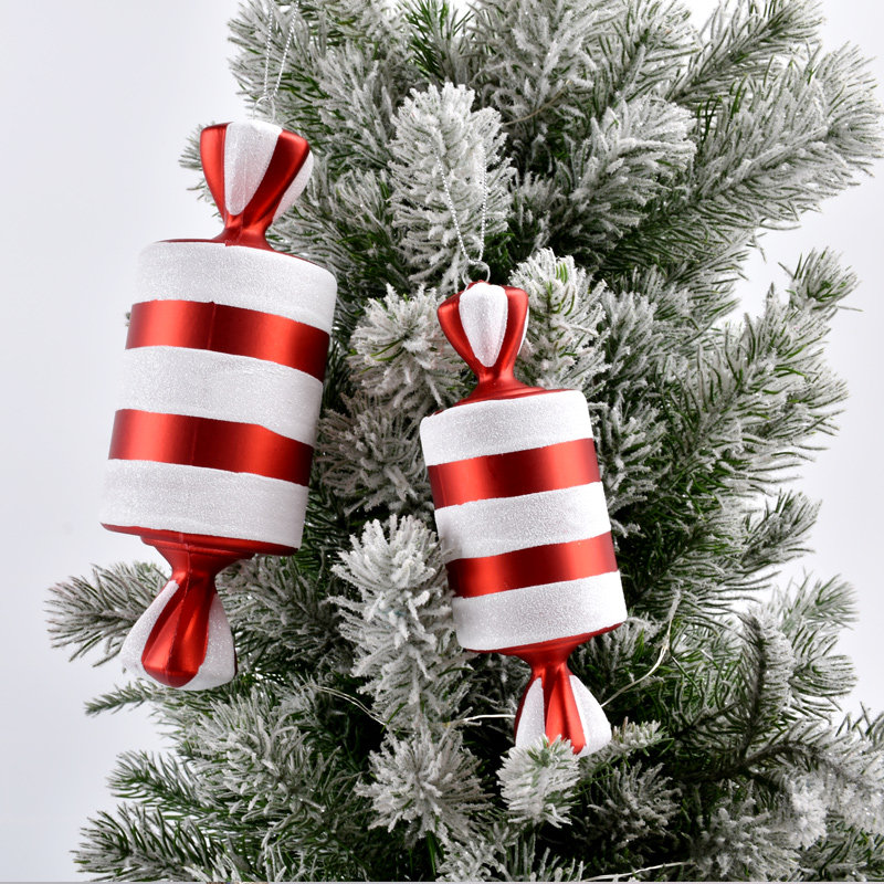 圣诞树装饰品 节日布置糖果吊饰15-20CM红白糖果挂件儿童拍摄道具