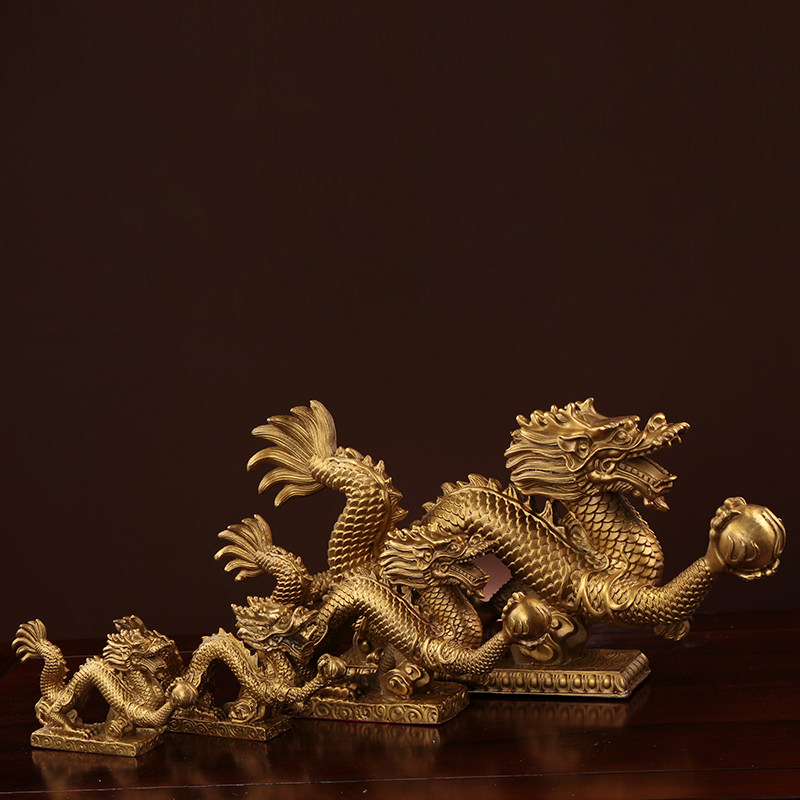 龙摆件 纯铜青龙工艺品金属龙生肖龙金龙摆件装饰品 加粗铜龙摆件