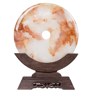 石诚记红花冰玉石平安扣客厅摆件开业中式酒柜乔迁家居装饰品礼品