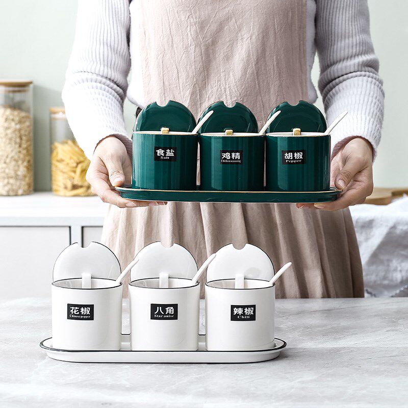 北欧调料罐陶瓷调味罐套装盐罐猪油罐家用罐子辣椒油罐厨房调料盒