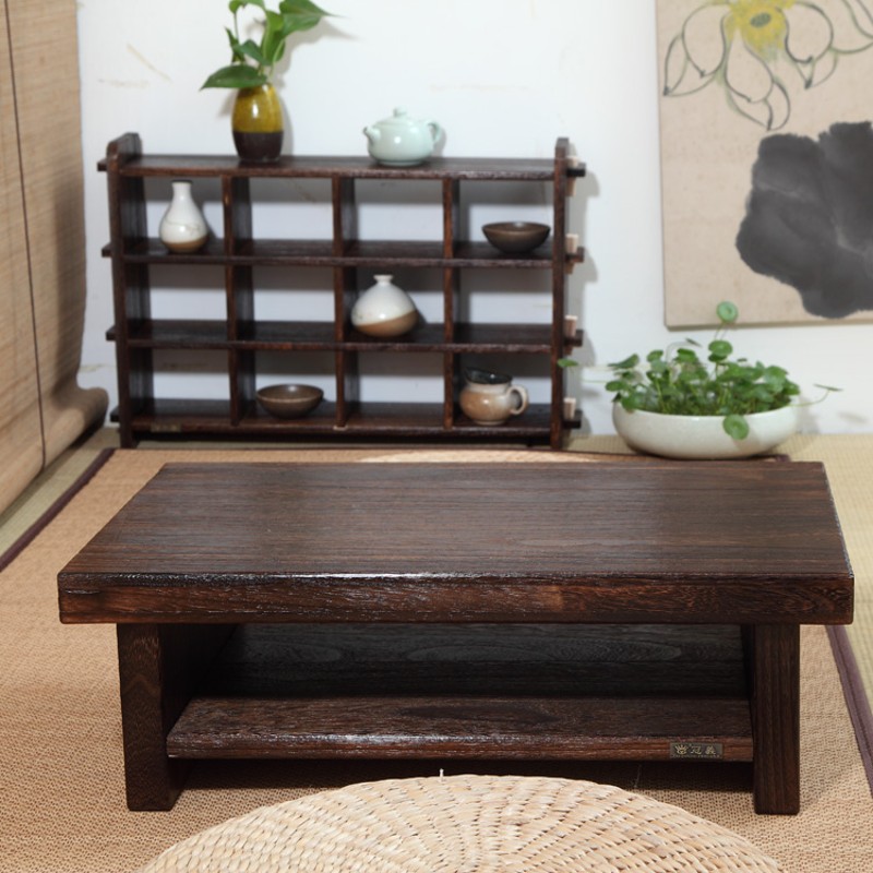 日式简约飘窗桌榻榻米茶几炕桌阳台小桌子实木矮桌窗台茶桌带抽屉