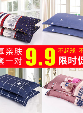 枕套一对装48x74cm单人枕用情侣整头枕芯套枕头外套学生枕头套皮