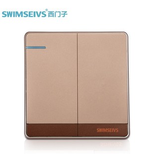 86型暗装墙壁香槟金色中途开关中转开关两位多控二开多控开关家用