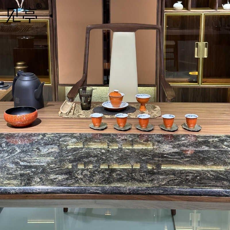 见亭新中式茶桌椅组合实木禅意功夫岩板轻奢家用客厅阳台泡茶台,住宅家具,家用茶台/茶桌,淘宝优惠券,粉丝福利购,淘宝优惠卷