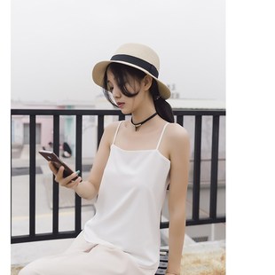 2021春夏一字雪纺吊带宽松内搭双层复古平口小背心无袖 女 打底小衫