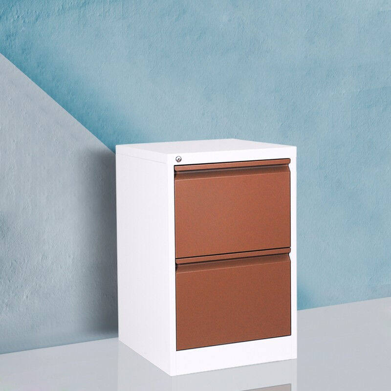 文件柜办公柜钢制挂捞卡箱资料柜档案柜A4咖啡套色二斗