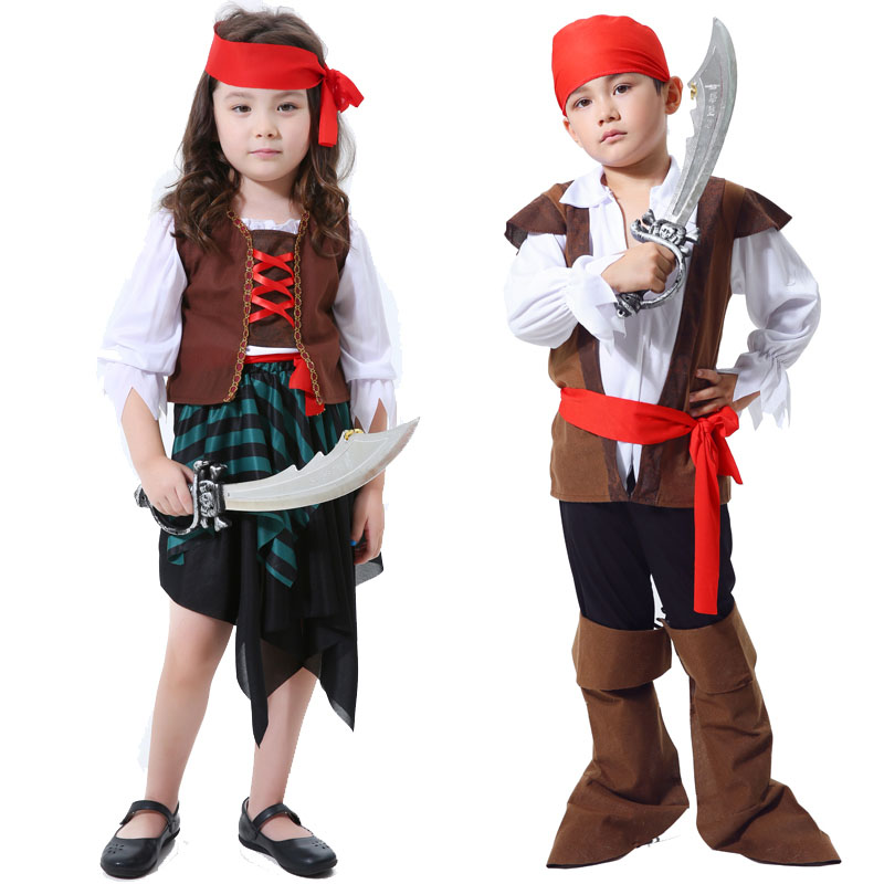 儿童加勒比海盗服装 男童杰克海盗船长衣服 儿童化妆舞会服装海盗