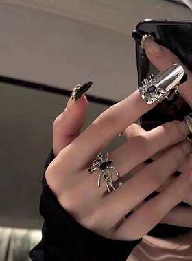 好货The diablo spider black gem opening index finger ring fe