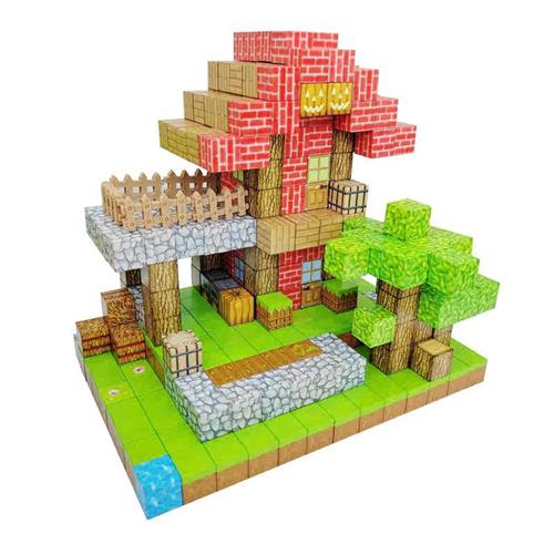 我的宇块世界村长别墅磁铁儿童礼物塑料建筑拼搭房子益智模型积木