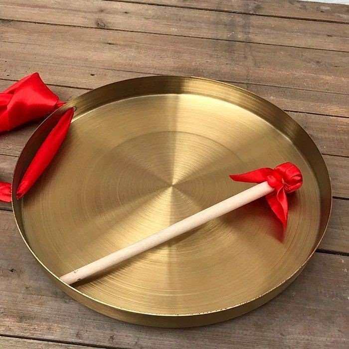 25厘米锣鼓30cm成人铜锣乐器罗罗啰圆形纯铜敲锣打鼓道具手锣15c