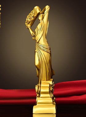 黄铜女娲补天神像摆件大地圣母女娲娘娘人物铜器工艺品桌面装饰