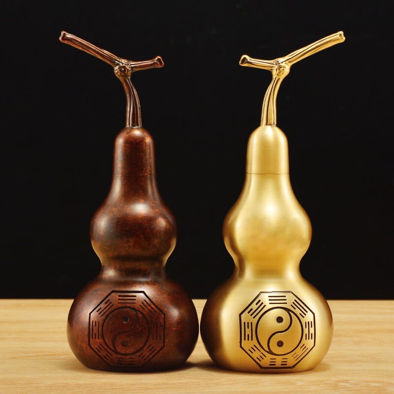 爱韶说铜葫芦摆件纯铜开口八卦招财葫芦挂饰家居办公室装饰工艺礼