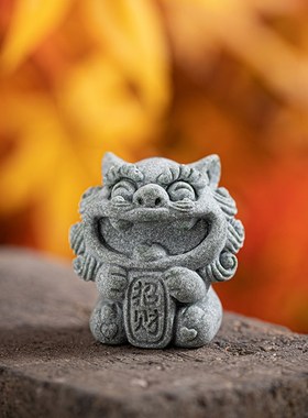 创意小号一对风狮爷茶宠茶玩摆件国潮风小狮子招财进宝桌面装饰品