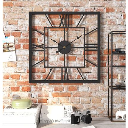 轻奢方形装饰欧式挂钟客厅时尚简约铁艺壁饰带镜面wall clock