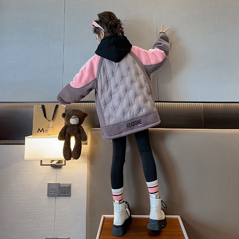女童外套秋冬装2023新款洋派时髦女大童冬季上衣加厚保暖羽绒棉服