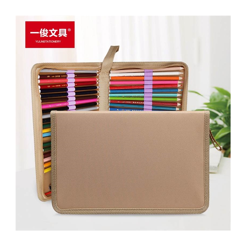 包邮 摺叠式帆布插笔袋 素描铅笔袋笔帘 对折拉链画笔包 美术用品
