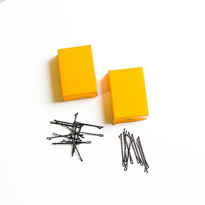 美发造型盘发夹晚装平纹高弹性小黑卡子圆头波浪纹盒装钢丝一字夹