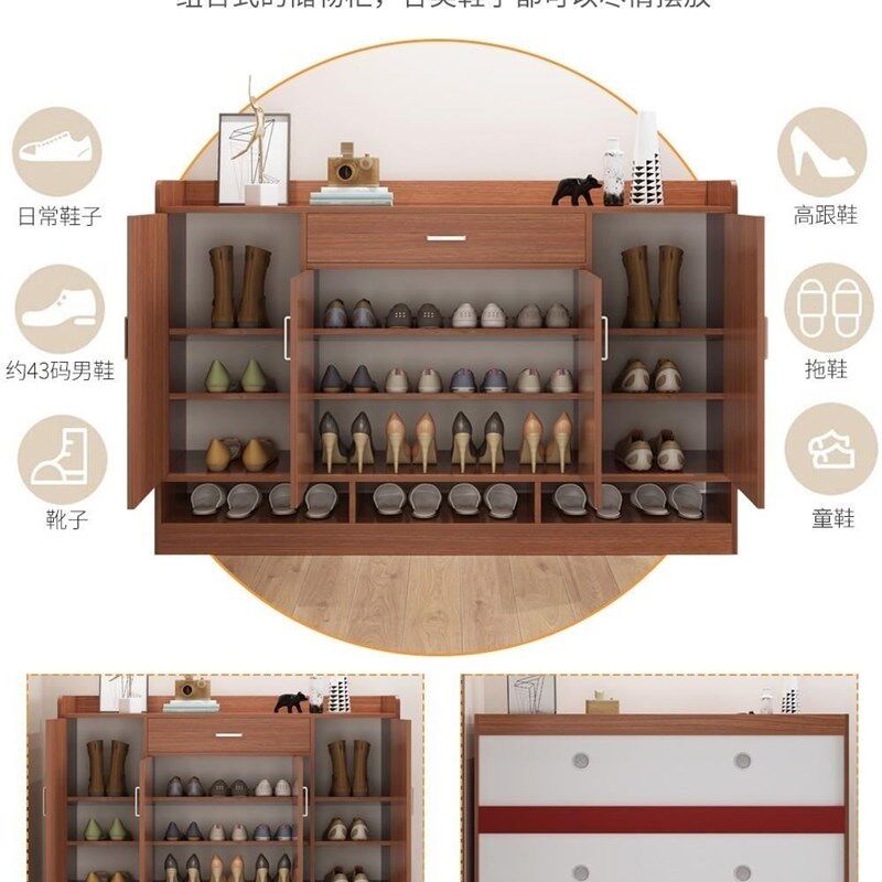 新款简易玄关鞋柜家用门口省空间拉门式实木宿舍阳台多层收纳大