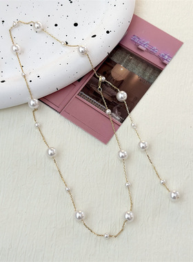 满天星Y字流苏珍珠项炼女款气质颈炼 设计感锁骨链 新款爆款颈炼