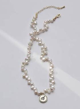 不规则天然淡水珍珠项炼女2023年新款轻奢小众吊坠法式锁骨链颈饰