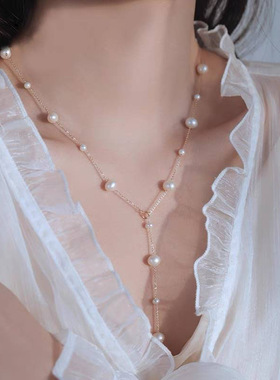 满天星施家仿珍珠项炼女时尚款简约珍珠锁骨链一款多戴珍珠项炼