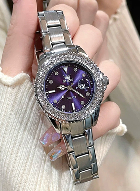 中古手表女品牌职场机械女士款梦幻紫色手表女士手表腕表女表9945