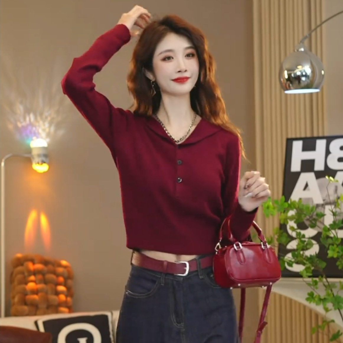 韩系拼色纽扣套头长袖针织连帽衫女2025年早秋穿搭高级感气质上衣,孕妇装/孕产妇用品/营养,针织衫,淘宝优惠券,粉丝福利购,淘宝优惠卷