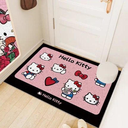 HelloKitty入户门丝圈地垫卡通进门门口防滑门垫蹭土耐脏除尘地毯