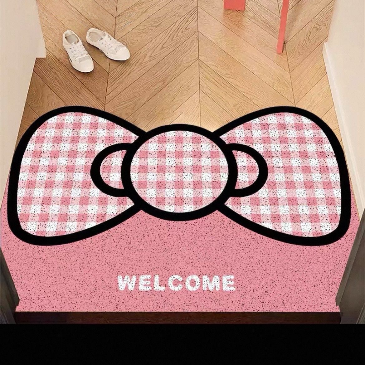 卡通蝴蝶结丝圈入户门地垫家用门口进门脚垫玄关防滑耐脏地毯门垫