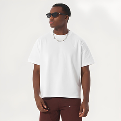 FIVE MEN短宽版型t恤男士短袖T恤衫纯棉宽松短款上衣美式短袖男款