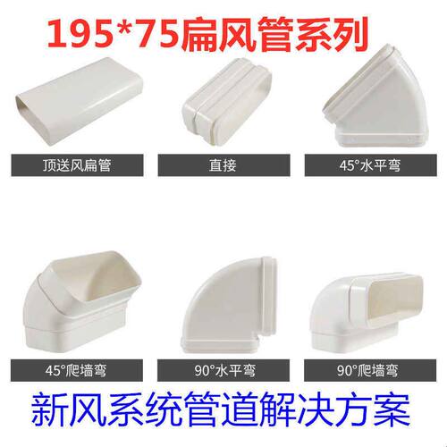 195*75通风系统矩形管道PVC方管扁管排烟管家用新风排气管120x50