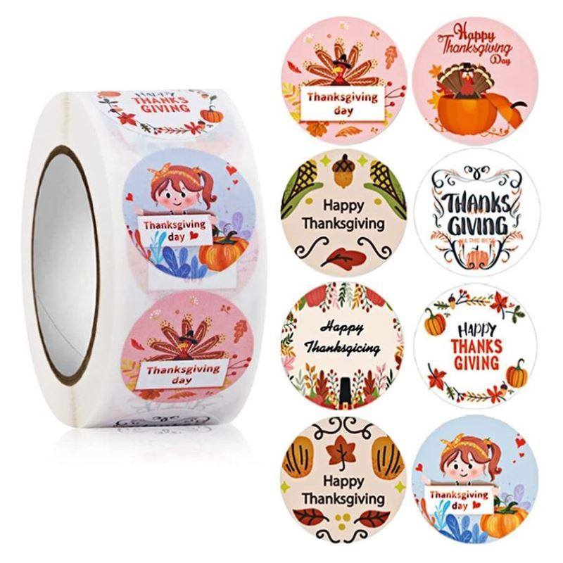 1000Pcs 25Mm 8 Pattern Thanksgiving Day ickers Roll