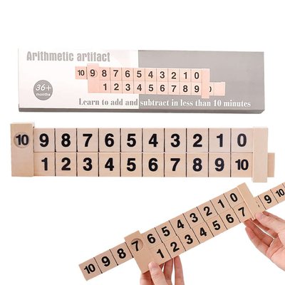 Wooden Math Arithmetic 1-10 Addition Subtract Learning Ruler