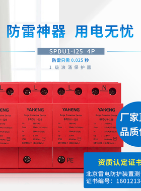 SPDU1-125浪涌保护器1级4P三相电源机房防雷器避雷器60-100KA380V