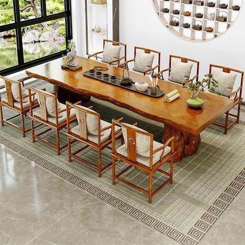 茶桌椅组合新中式大板泡茶桌办公室禅意整板功夫茶台阳台实木茶桌