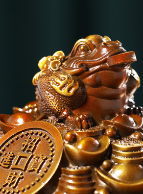 招财全铜金蟾聚宝盆摆件客厅电视柜聚财蟾蜍装饰店铺乔迁开业礼品