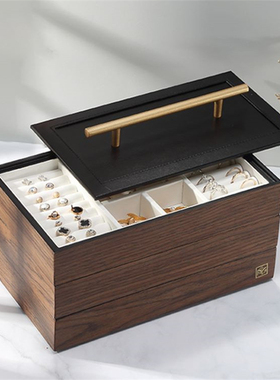 Casegrace 3-Layers Jewelry Box Luxury Large Wooden Organizer