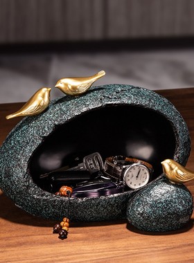 新中式门口玄关钥匙收纳摆件轻奢高档家居客厅柜装饰品进门摆放台