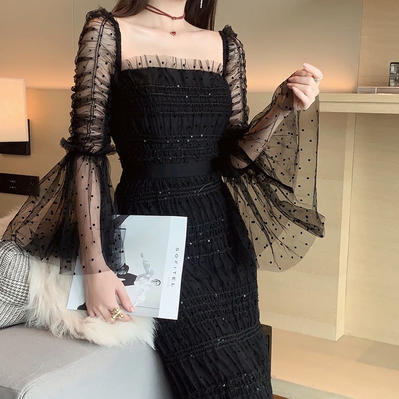 Runway Designers 2021 Spring Sexy Vintage Ssquare Collar Fla